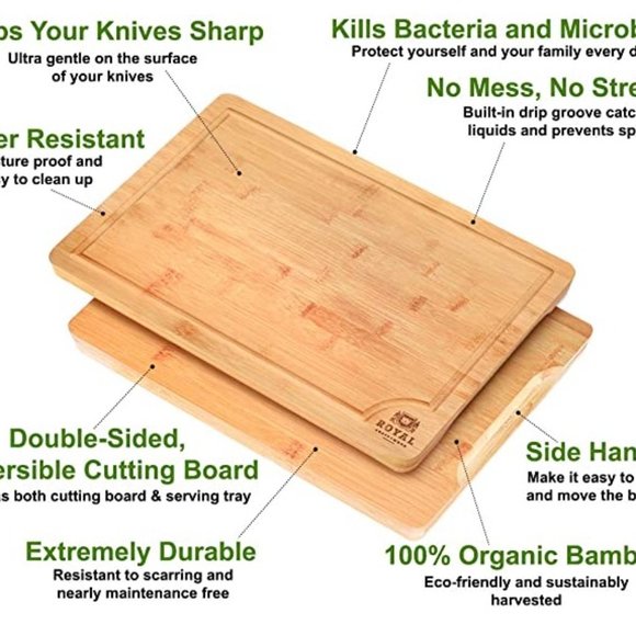 Bamboo Cutting Board | Kitchen Chopping Board | Heavy Duty Serving Tray 12"x 8" - Picture 4 of 6